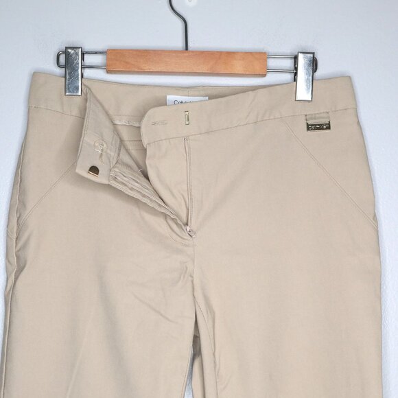 Calvin Klein Chino Khaki Pants Beige Tan Preppy Stretch Office Workwear Zip Fly - Picture 4 of 10